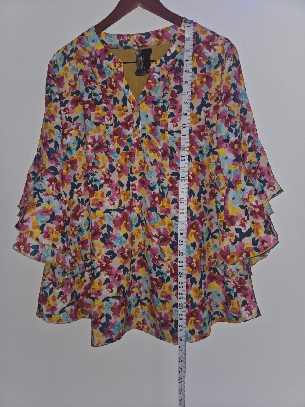 Tiered Ruffle Floral Blouse in Multi-Color